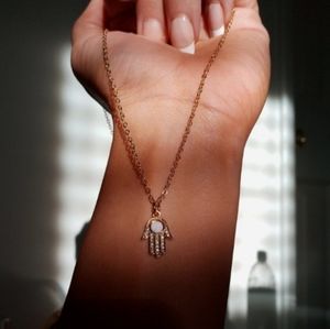 Gold Filled Opal Hamsa Necklace